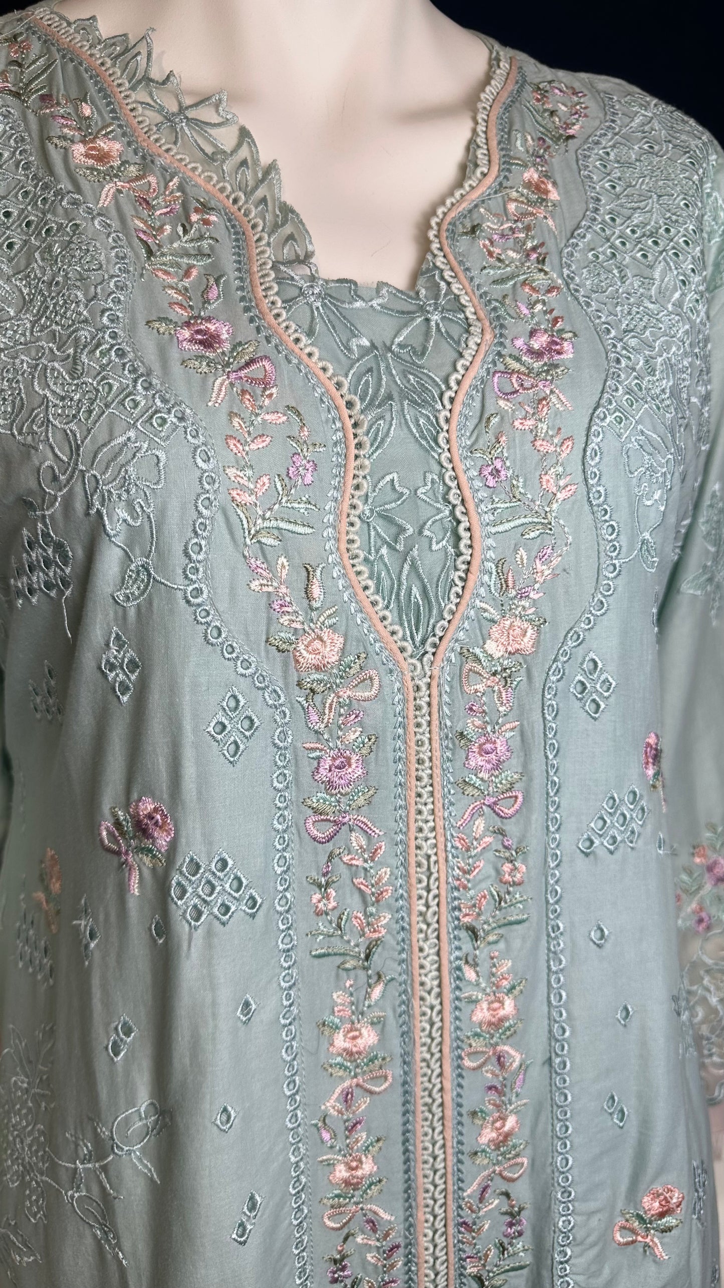 Mint Blue Suit with Pink Dupatta #180