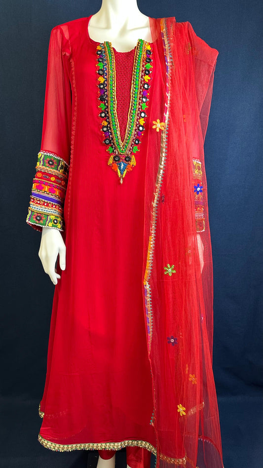 Ruby Flame 🔥 | Khuda Baksh Red Dress Set