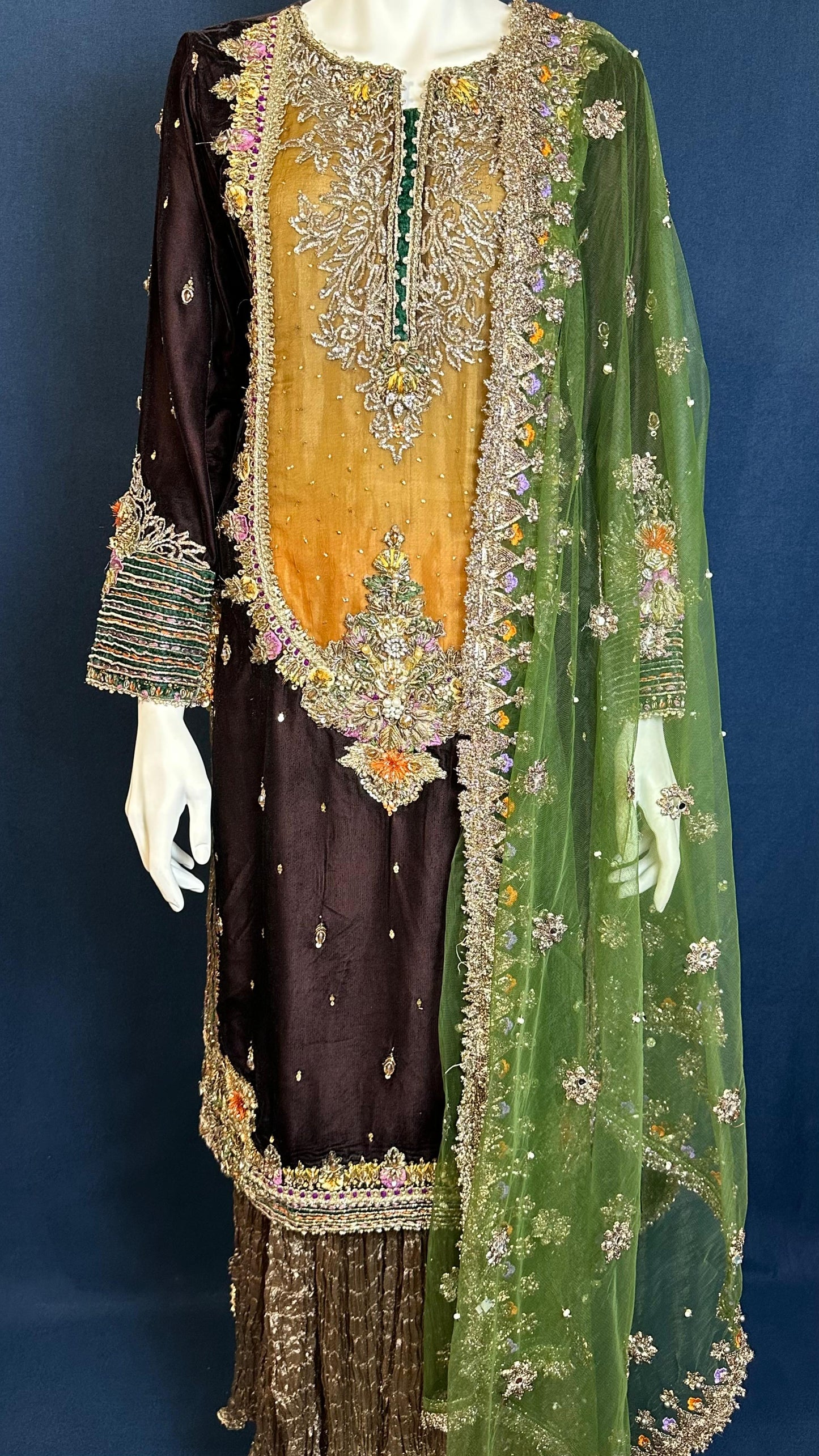 P-265 Chocolate Brown | Khuda Baksh Luxury Formal Set