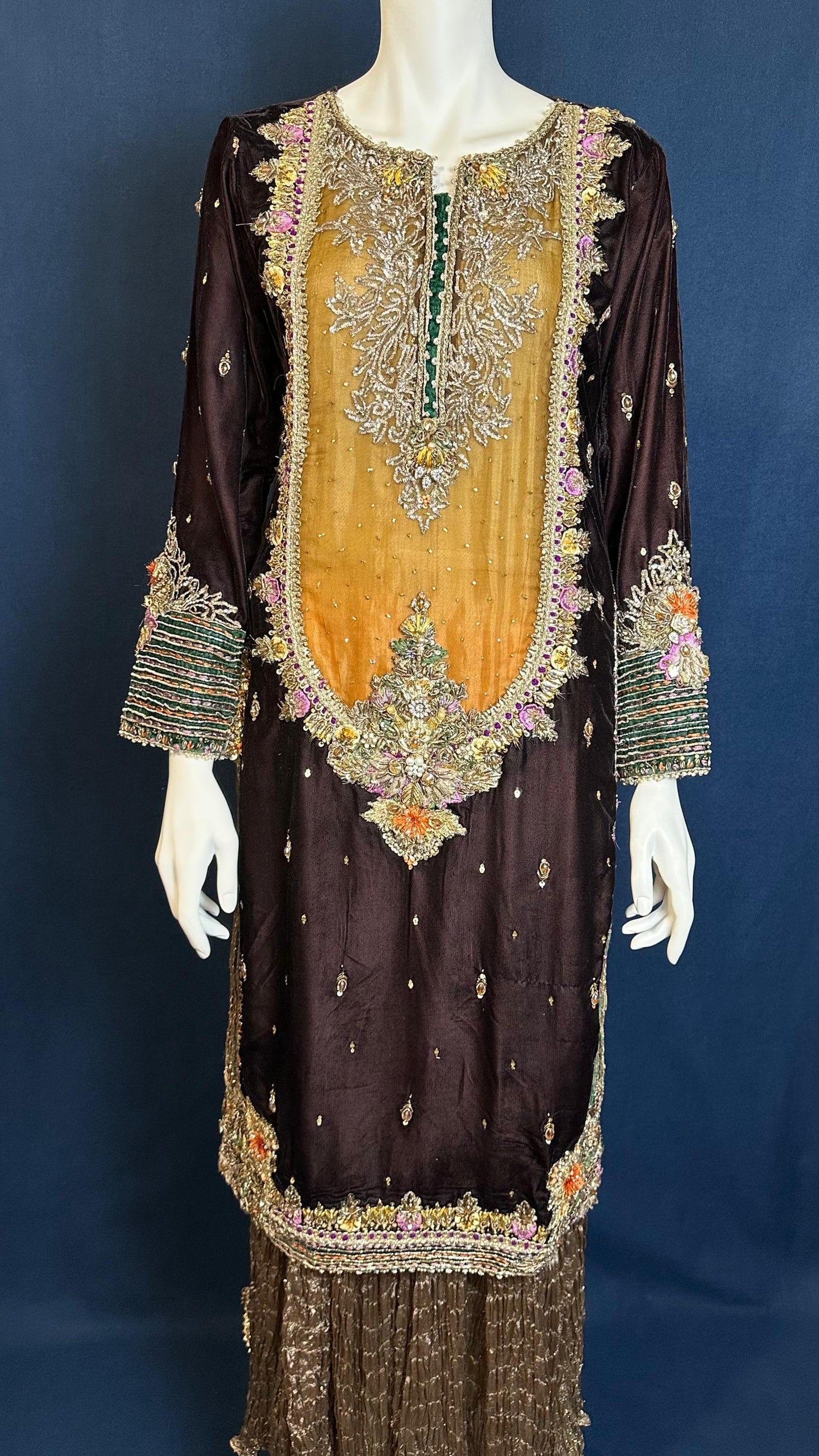 P-265 Chocolate Brown | Khuda Baksh Luxury Formal Set