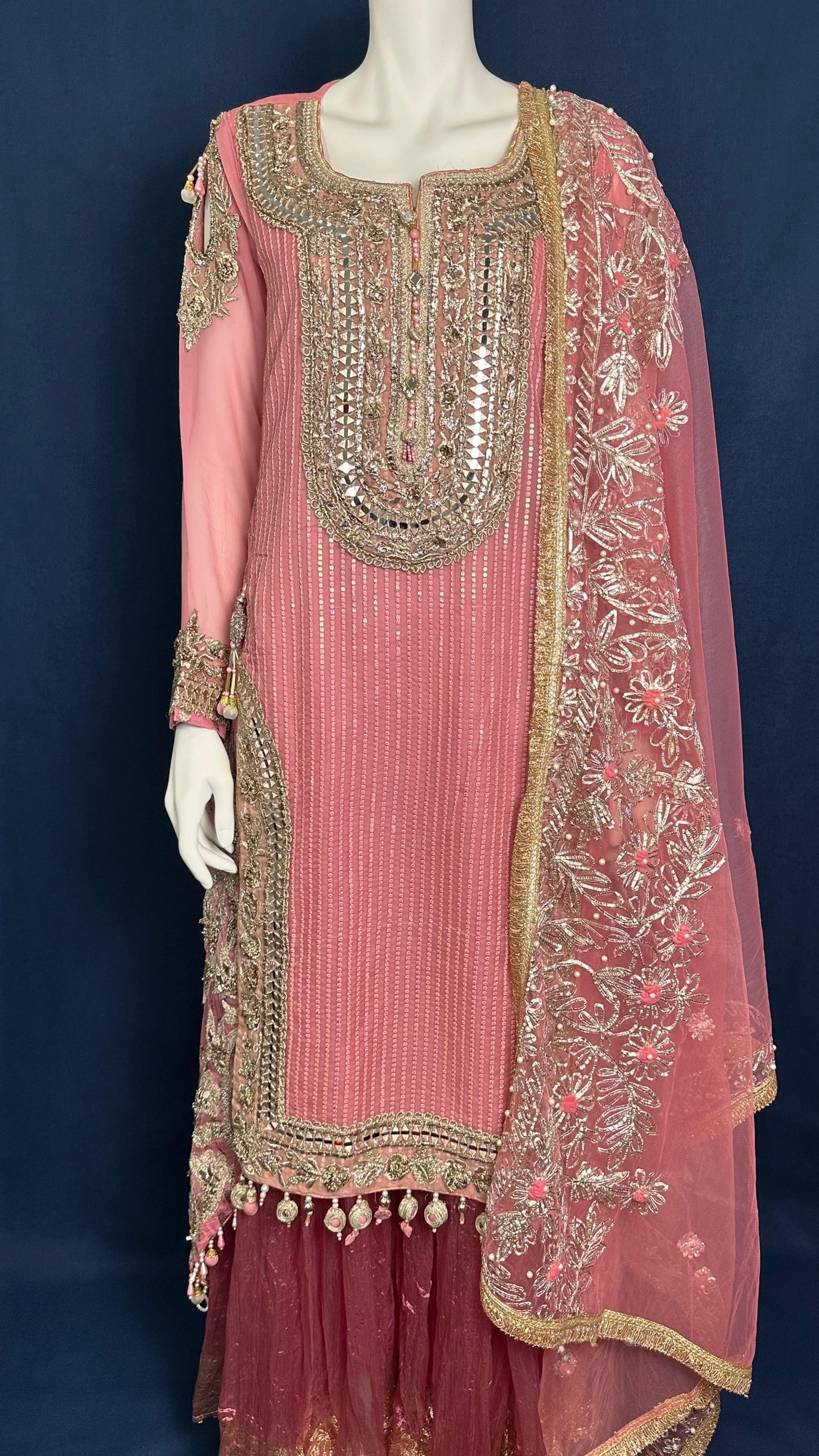 M-109 Blush Gold ✨ | Khuda Baksh Elegant 3-Piece Set