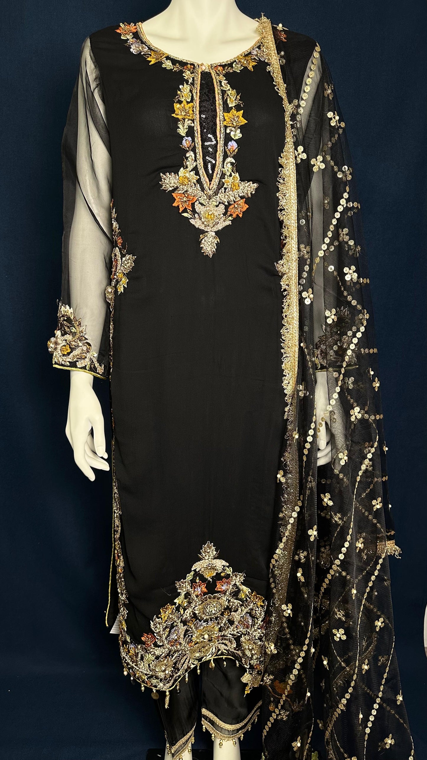 Noor Noir ✨ | Elegant Black 3-Piece Set by Khuda Baksh