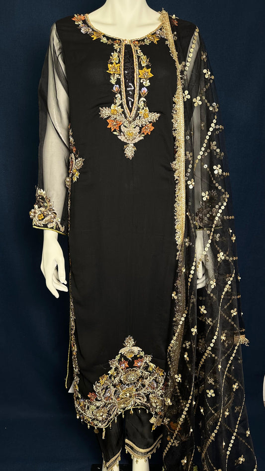 Noor Noir ✨ | Elegant Black 3-Piece Set by Khuda Baksh