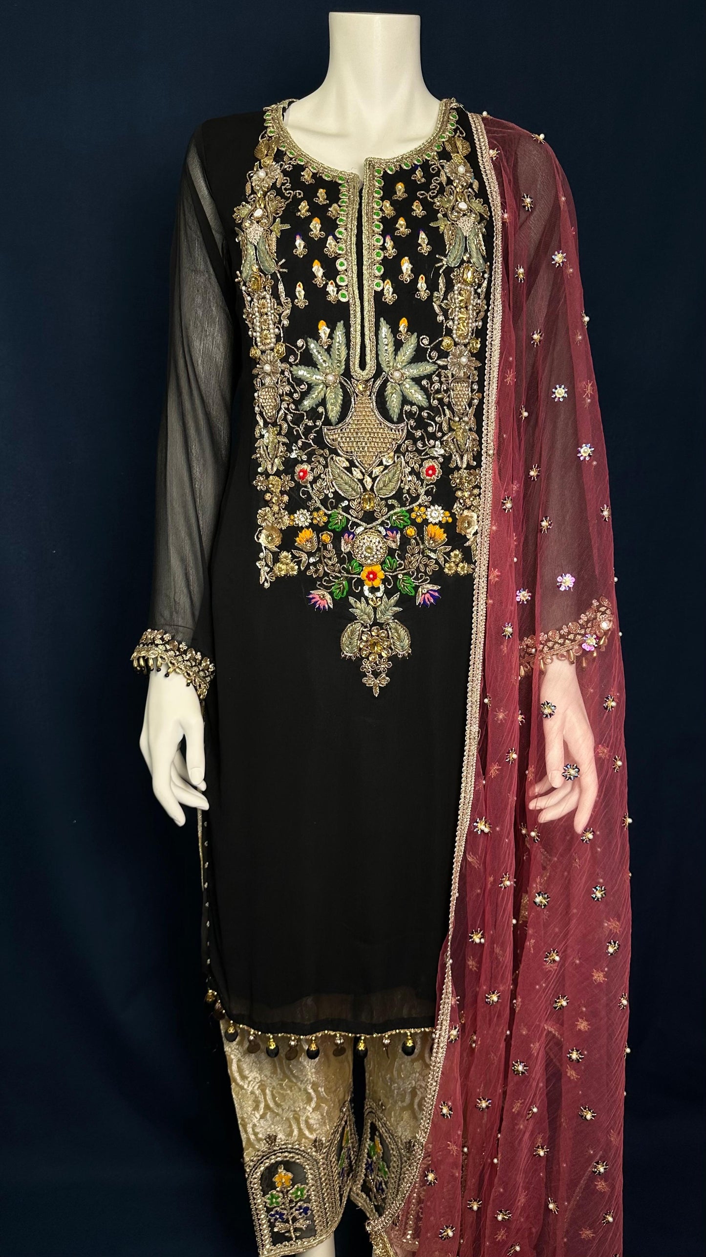 Z-292 Garden Noir 🌺 | Khuda Baksh Embellished 3-Piece Set