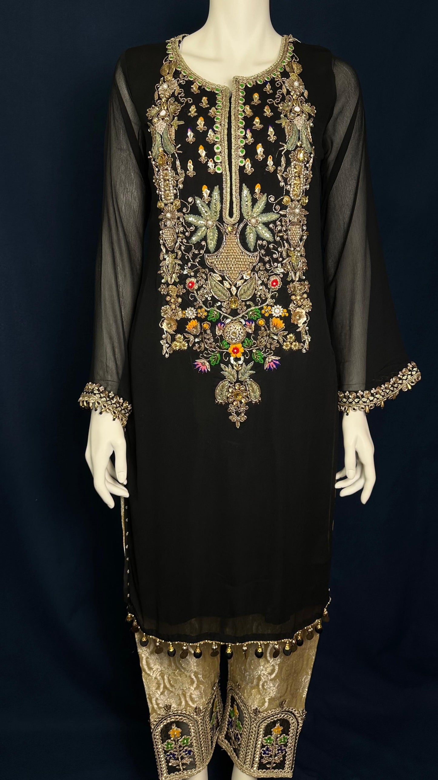 Z-292 Garden Noir 🌺 | Khuda Baksh Embellished 3-Piece Set