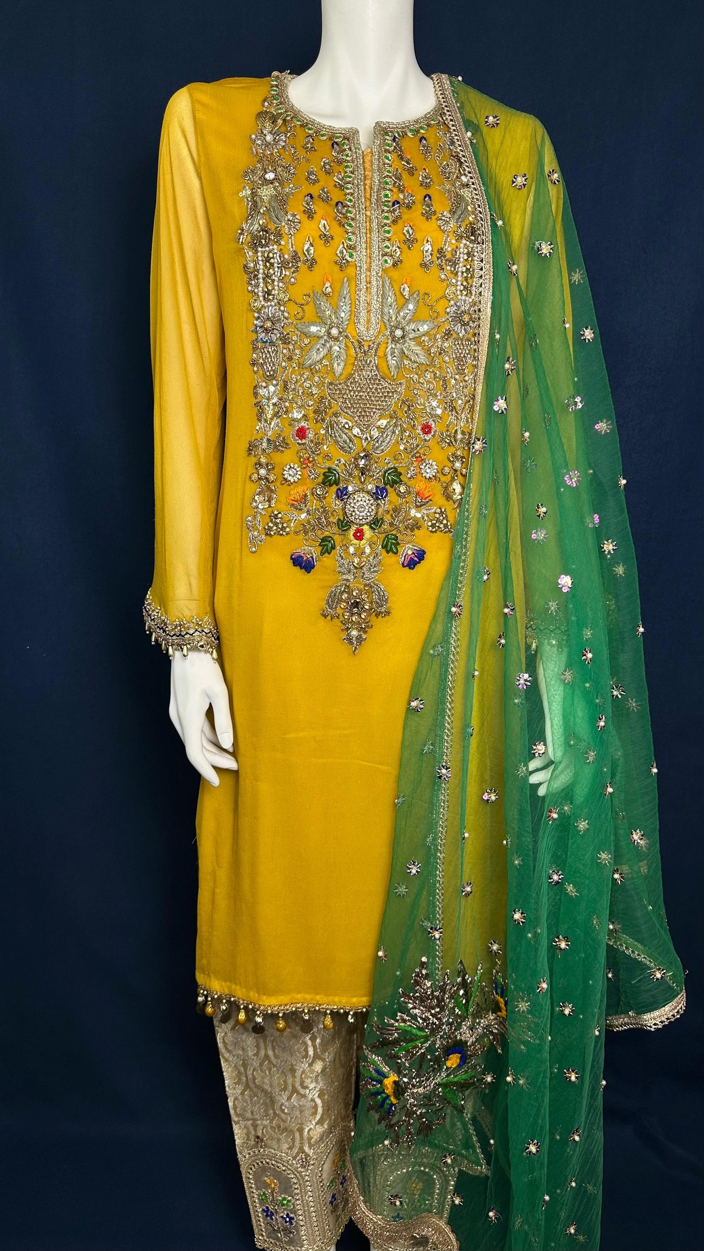 Z-292 Golden Bloom 🌿 | Khuda Baksh Festive 3-Piece Set