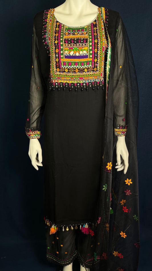 Z-282 Midnight Bloom ✨ | Khuda Baksh Colorful 3-Piece Set