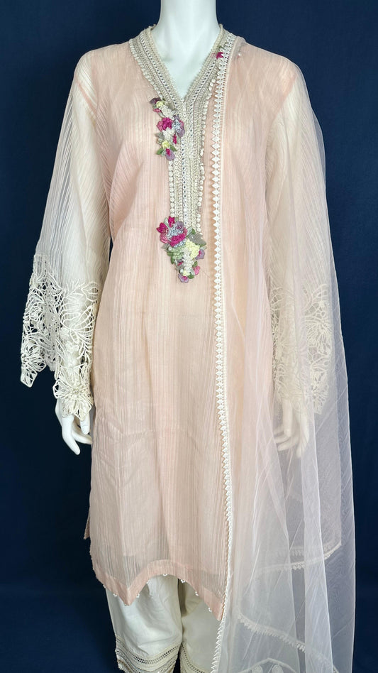 Blush Bloom | Khuda Baksh 3-Piece Light Pink Set