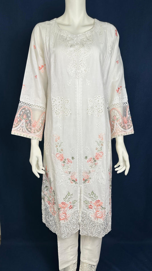 Blossom Veil | 3-Piece White Embroidered Ensemble