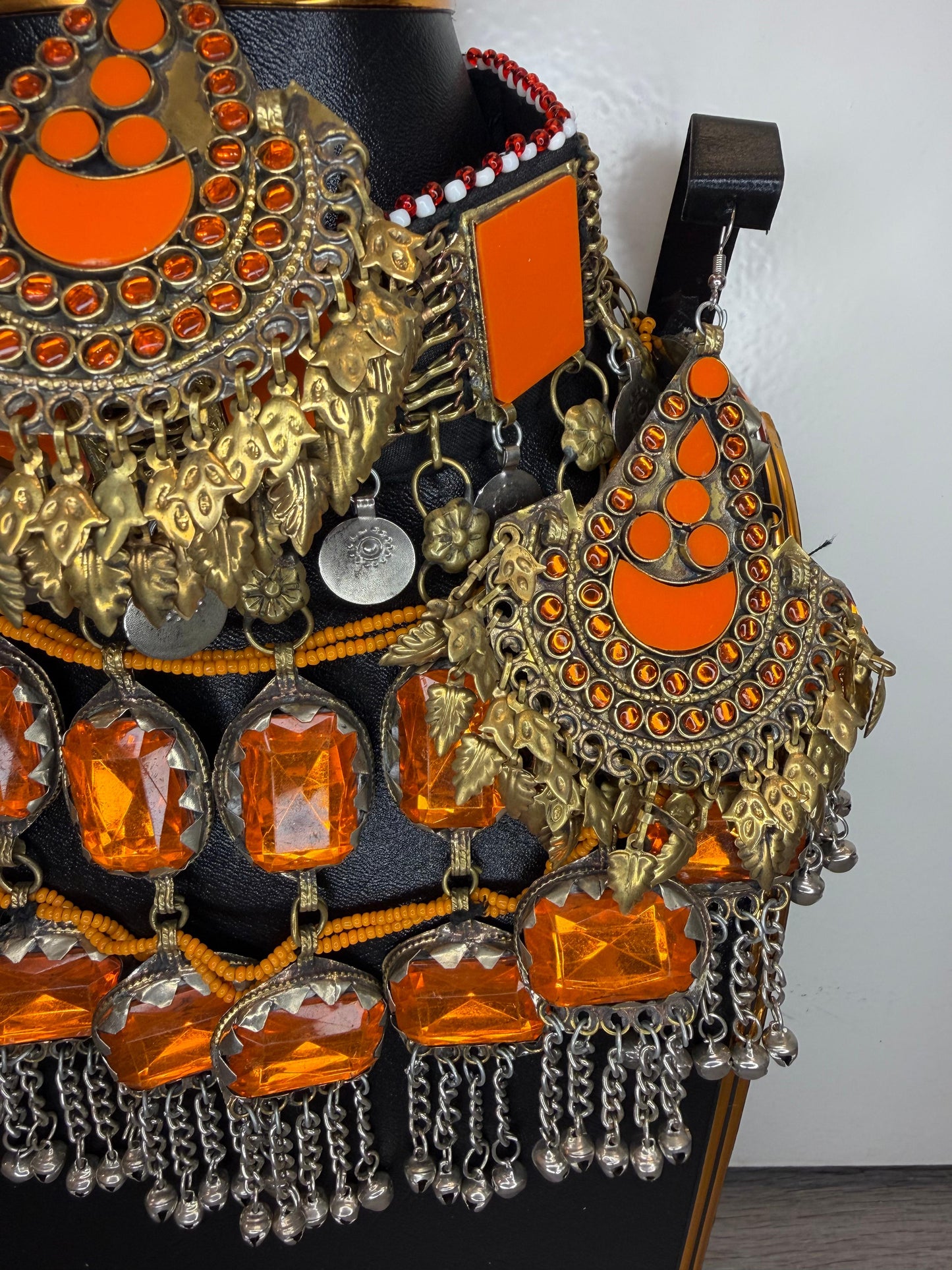 Afghan Statement Jewelry Set - Orange Edition