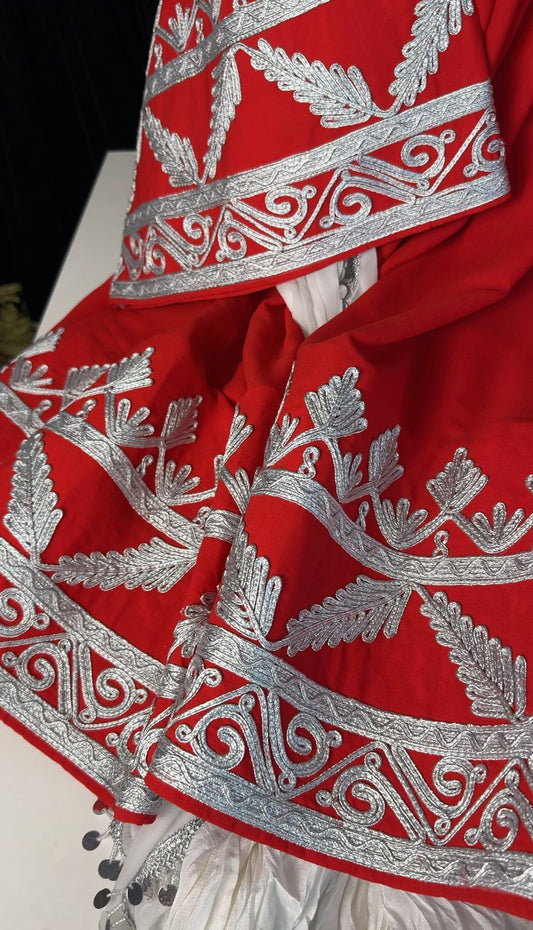 Afghan Elegant 3-Piece Set – Red & Silver