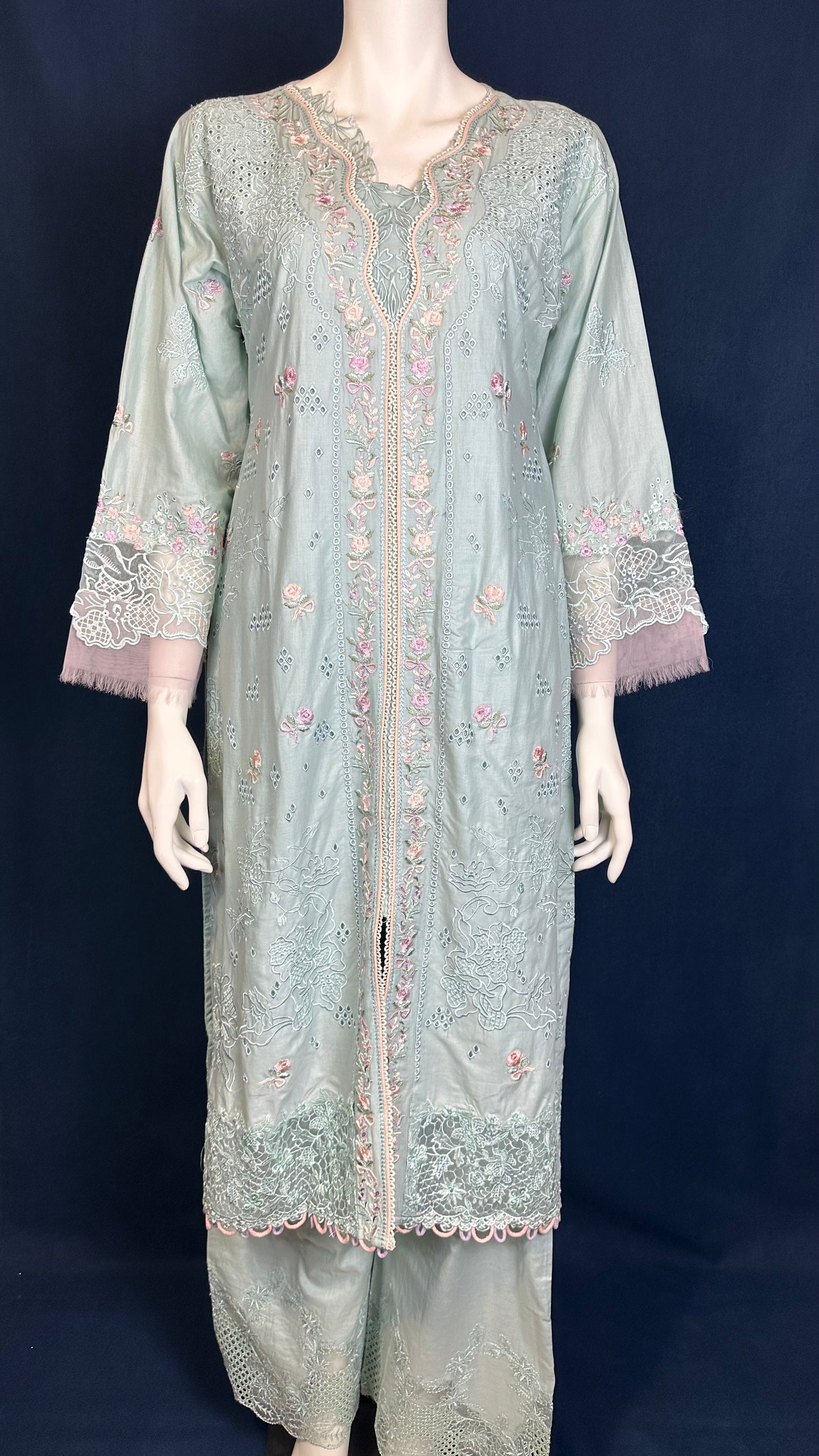 Mint Blue Suit with Pink Dupatta #180