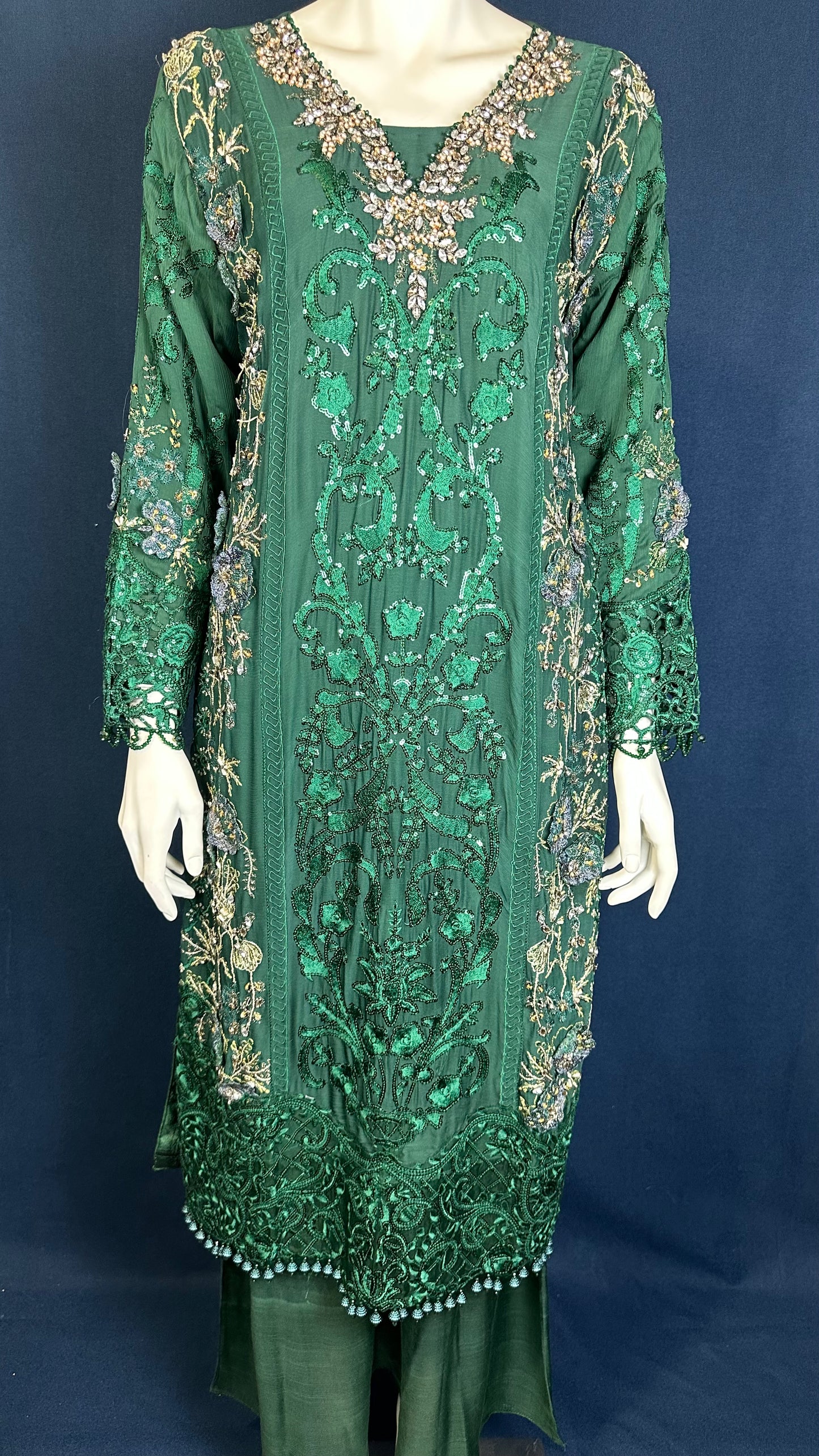 Emerald Green Suit with Golden and Silver Details #181