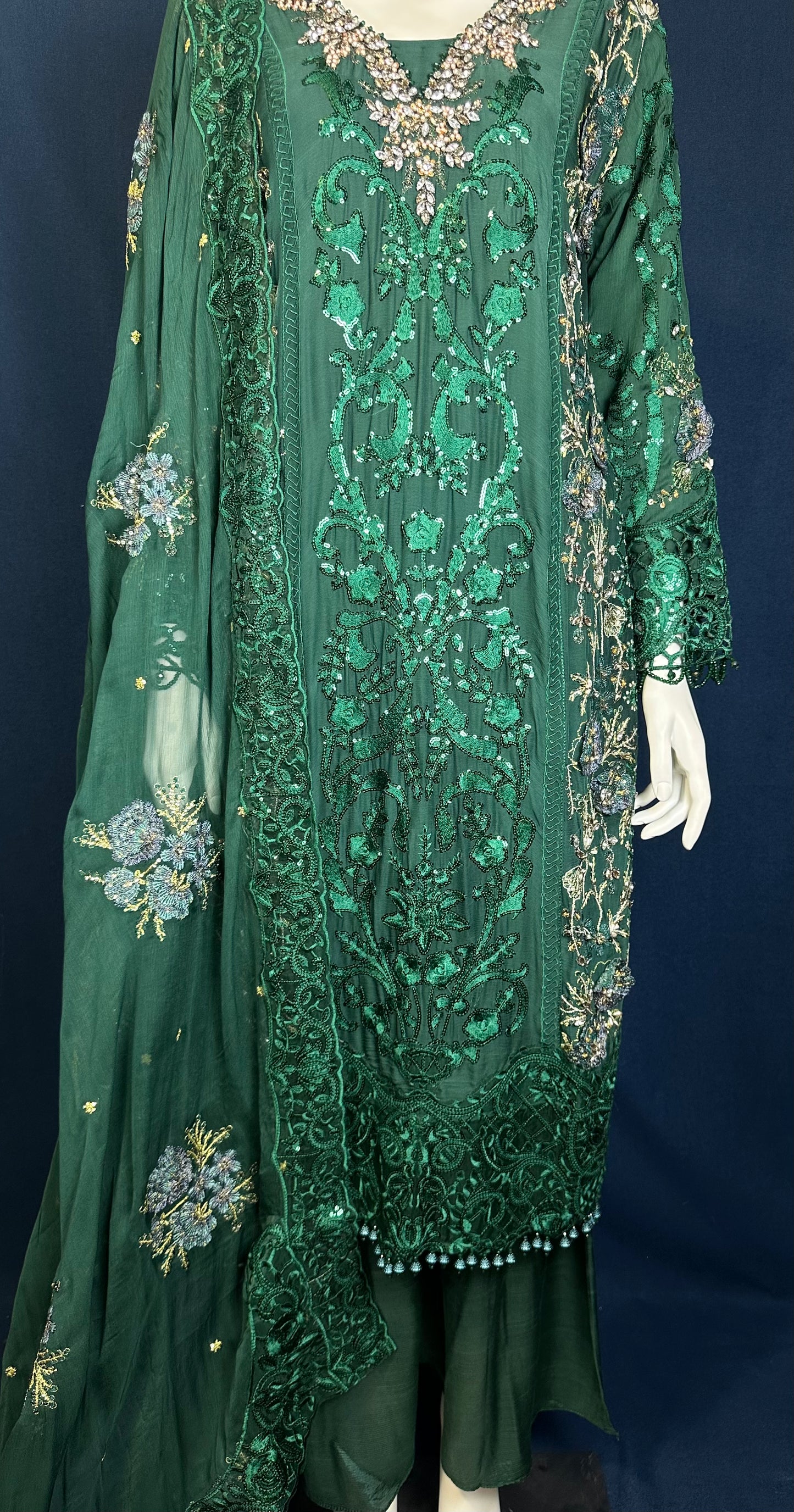 Emerald Green Suit with Golden and Silver Details #181