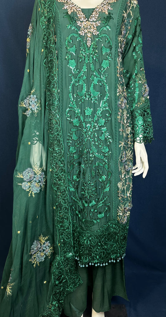 Emerald Green Suit with Golden and Silver Details #181