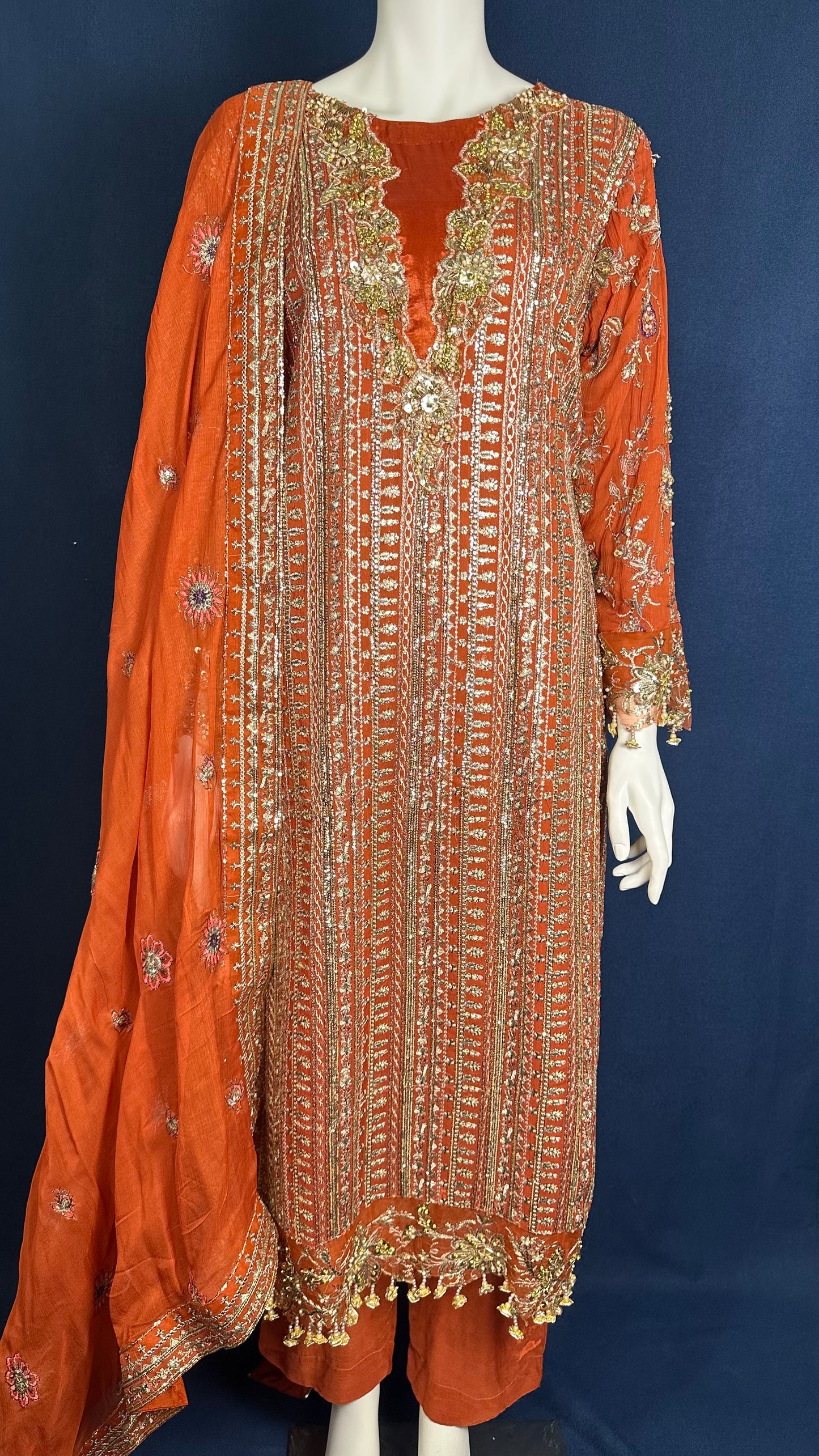 Burnt Orange Suit with Golden Detailing #184