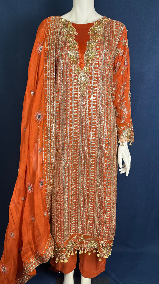 Burnt Orange Suit with Golden Detailing #184