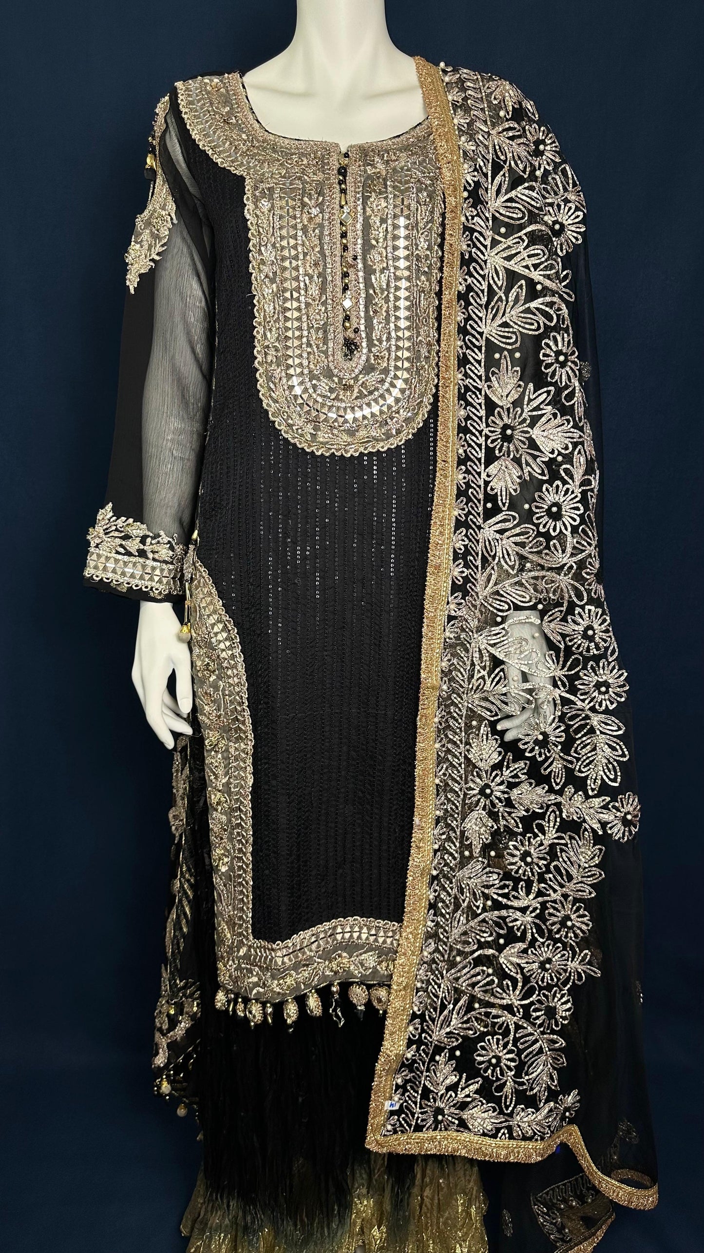 M-109 Midnight Gold ✨ | Khuda Baksh Formal 3-Piece Set