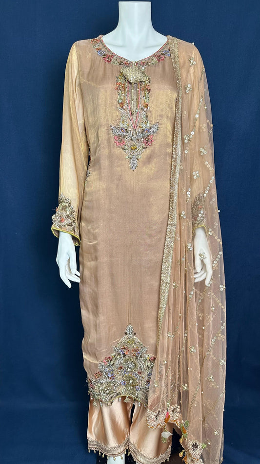 M-105 Rose Glow 🌸 | Khuda Baksh Formal 3-Piece Set