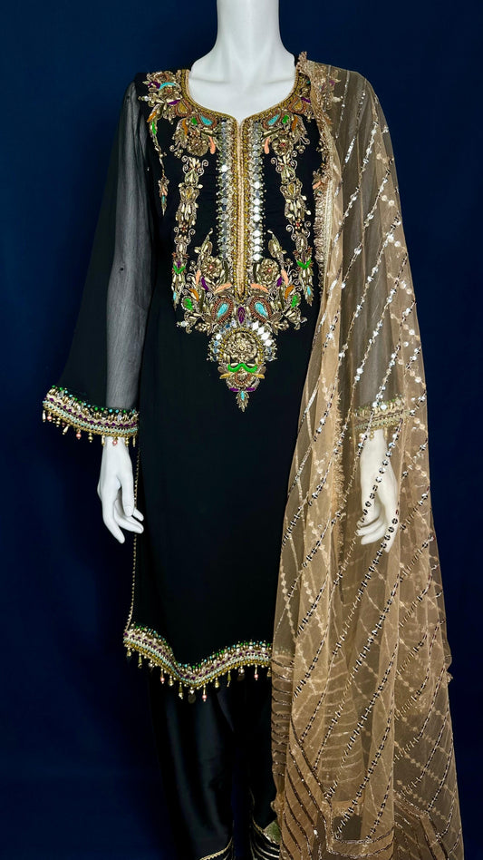 Sahar Black ✨ | Khuda Baksh Formal 3-Piece Set