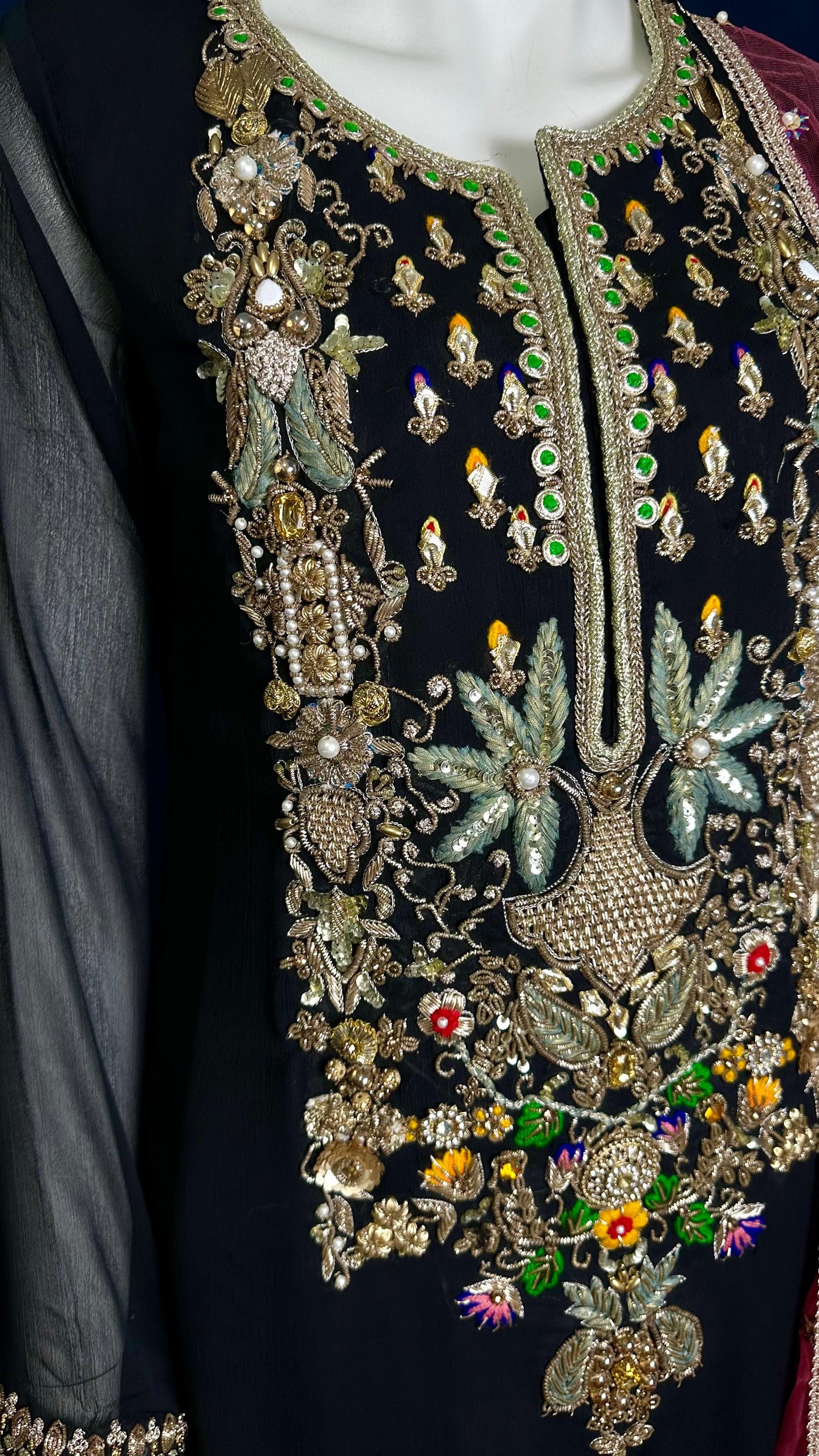 Z-292 Garden Noir 🌺 | Khuda Baksh Embellished 3-Piece Set