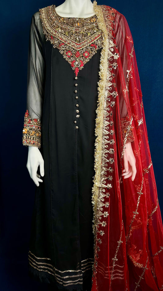 Z-304 Black Radiance ✨ | Khuda Baksh 3-Piece Festive Set