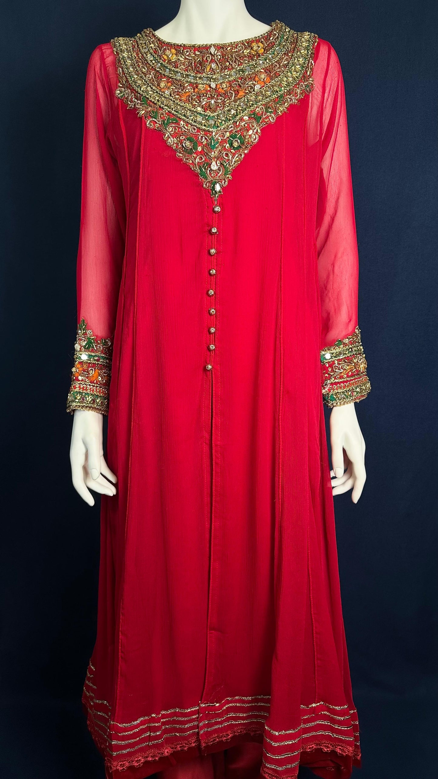 Z-304 Red Elegance ✨ | Khuda Baksh Festive 3-Piece Set