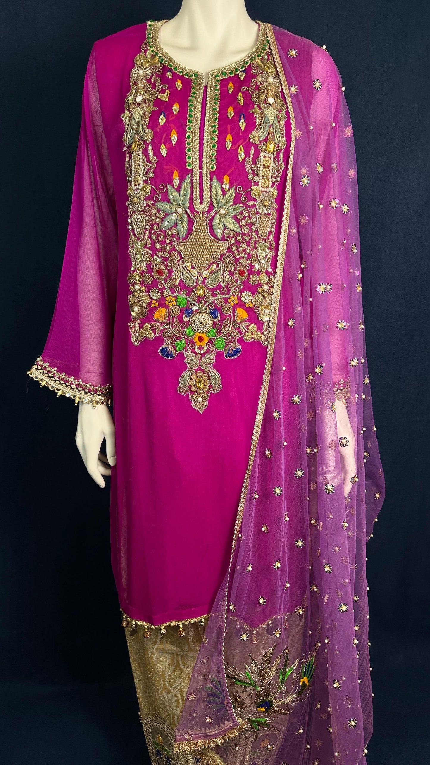 Z-292 Magenta Glow 💜 | Khuda Baksh 3-Piece Festive Set