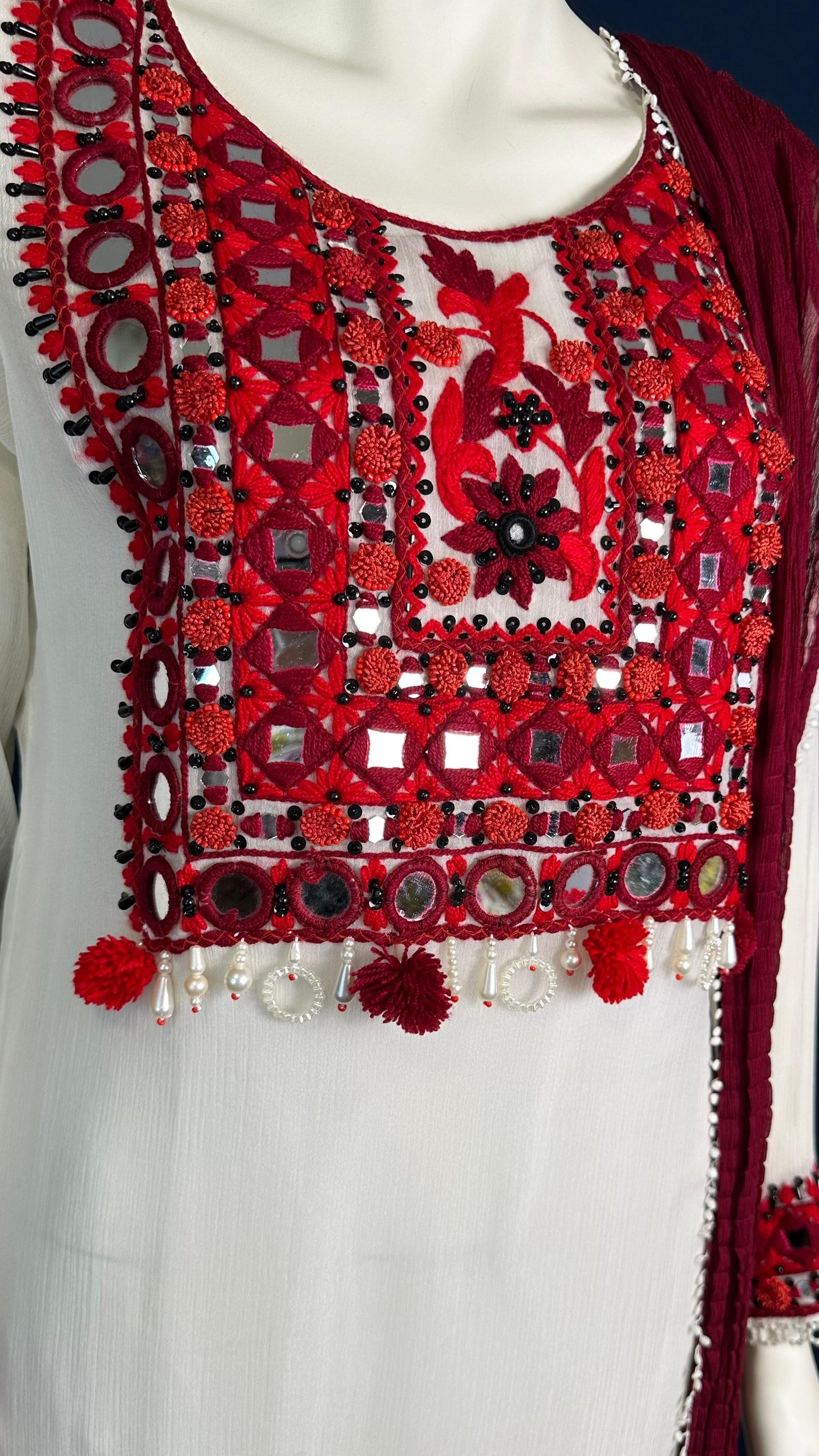 Z-297 White | Mirror Work Elegance 🤍✨ | Khuda Baksh 3-Piece Set