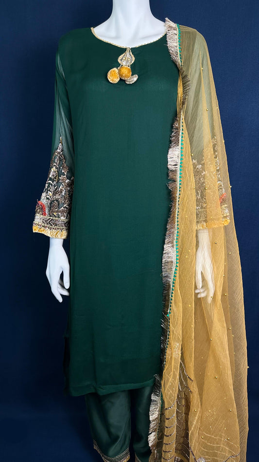 M-100 Golden Forest 💚 | Khuda Baksh Classic 3-Piece Set