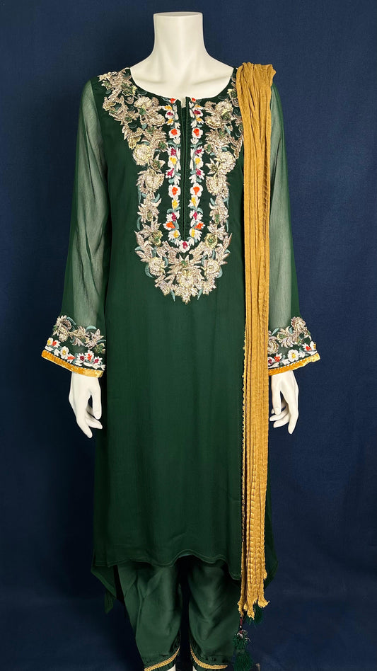 M-107 Forest Charm 🌿 | Khuda Baksh Elegant 3-Piece Set