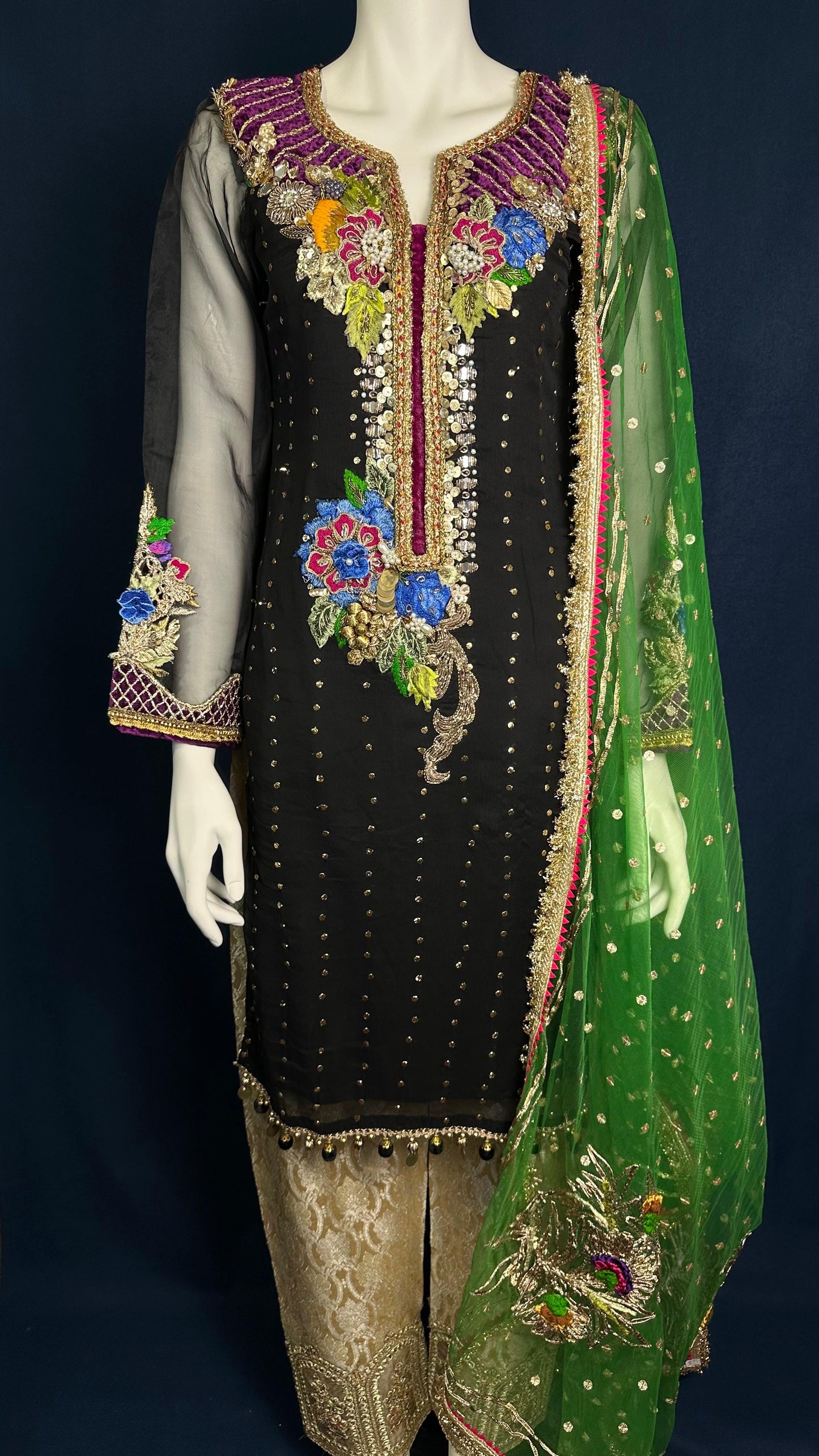 Salina (Z-279 Black) | Khuda Baksh Festive 3-Piece Set