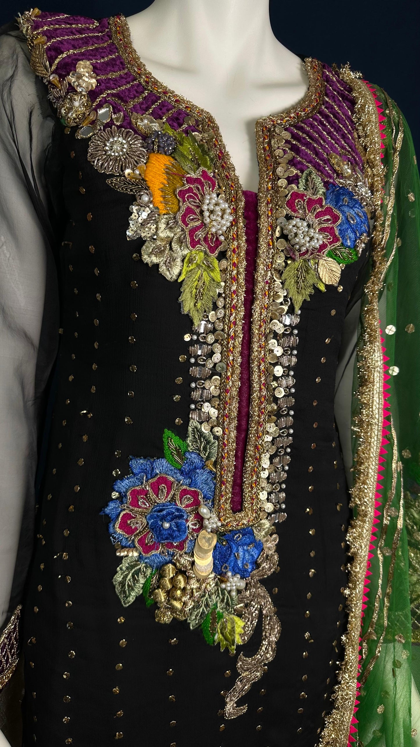 Salina (Z-279 Black) | Khuda Baksh Festive 3-Piece Set