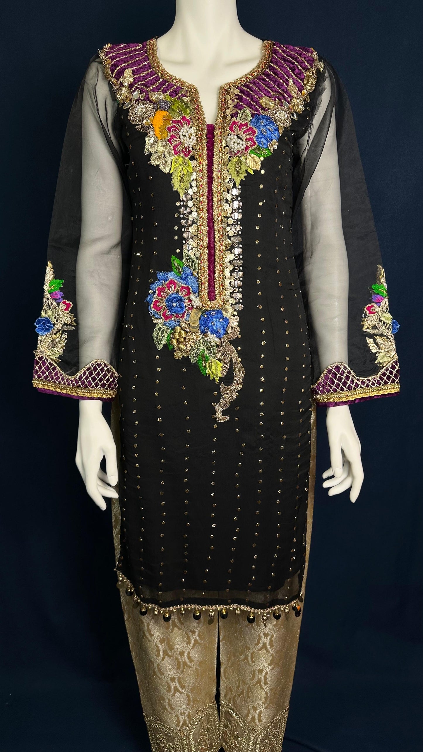 Salina (Z-279 Black) | Khuda Baksh Festive 3-Piece Set