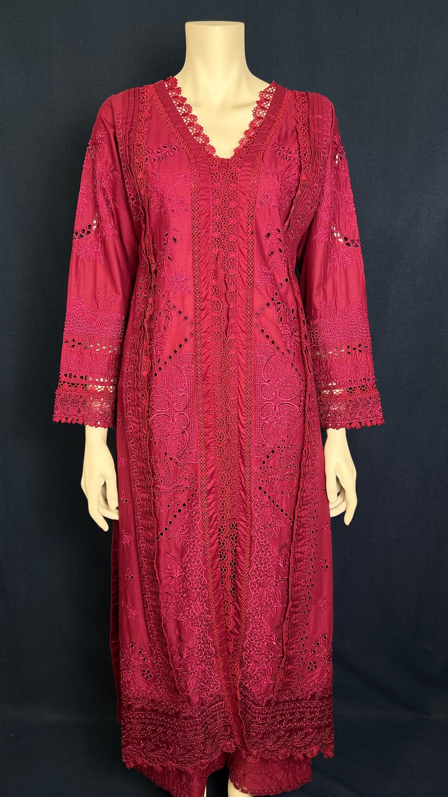 Scarlet Bloom | 3-Piece Embroidered Suit