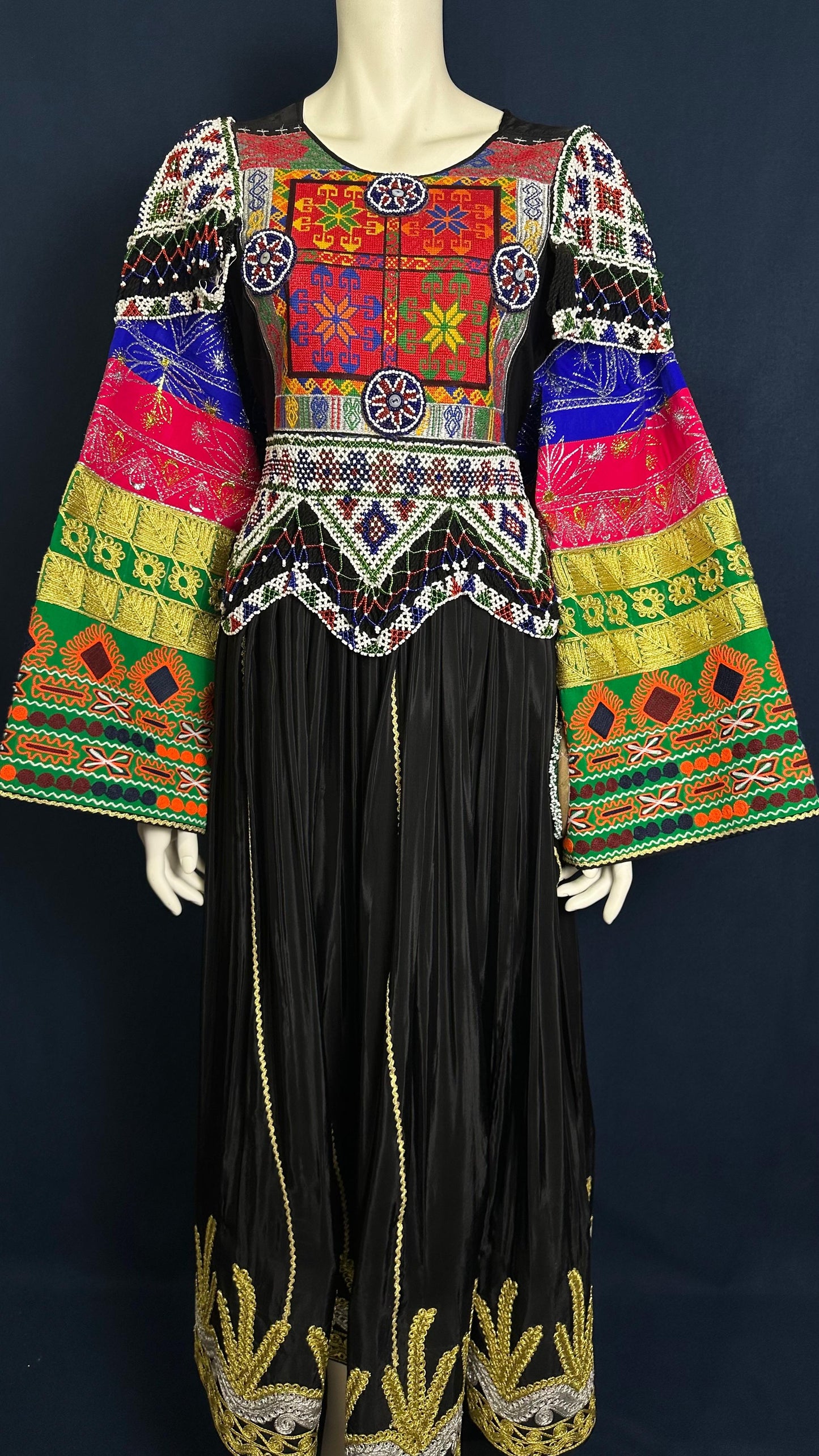 Farzana | Afghanisches Kleid in Schwarz & Multicolor