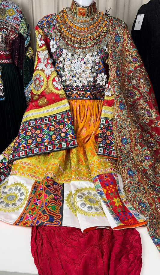 Afghan Traditional 3-Piece Set with Jewelry – Multicolor