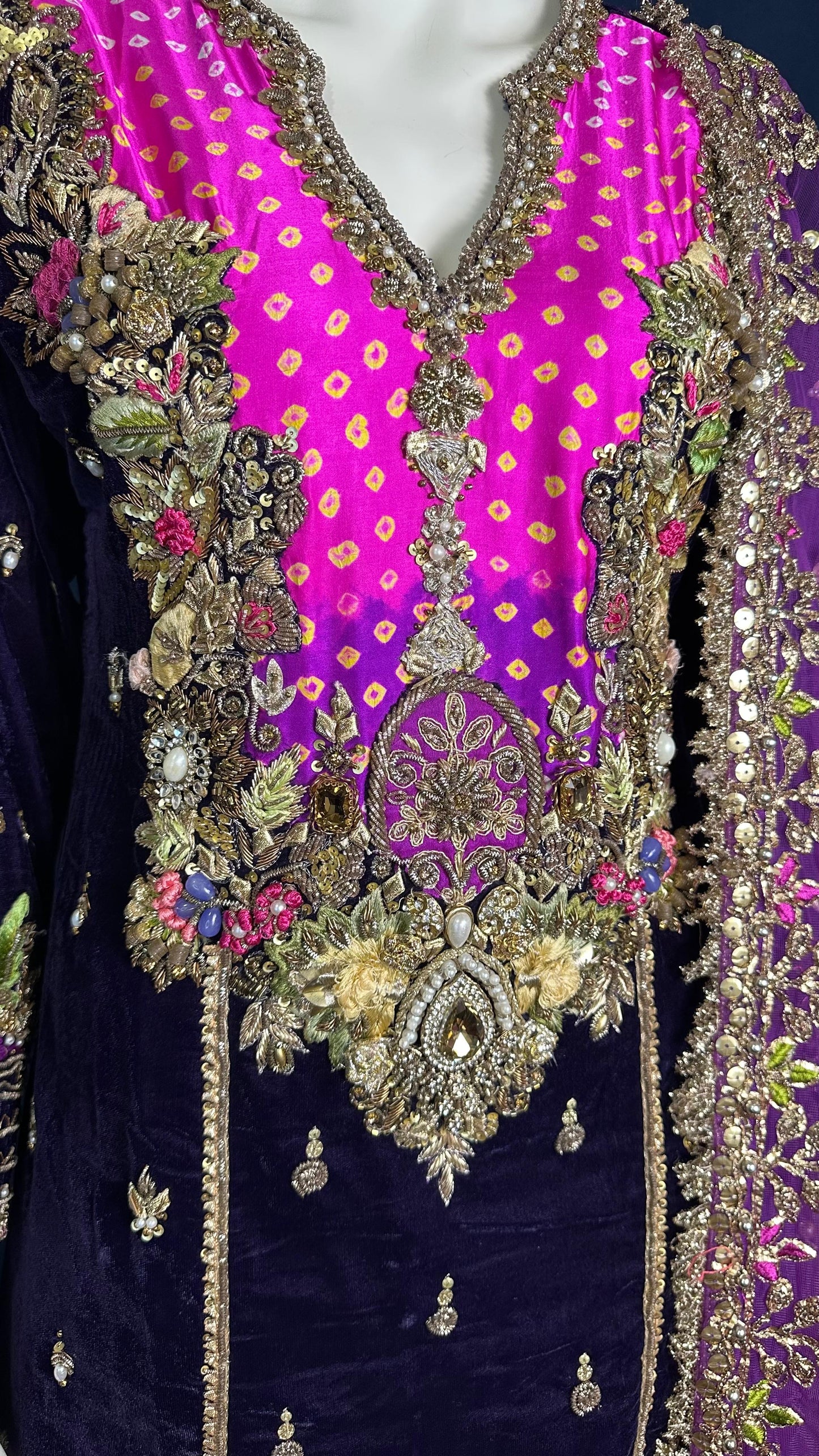 P-263 Black Magenta | Khuda Baksh Festive 3-Piece Set