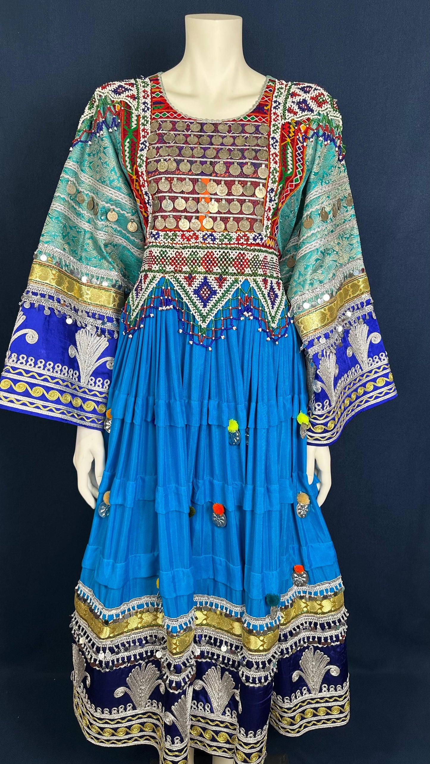 Soraya | Traditional Afghan Dress in Turquoise & Royal Blue