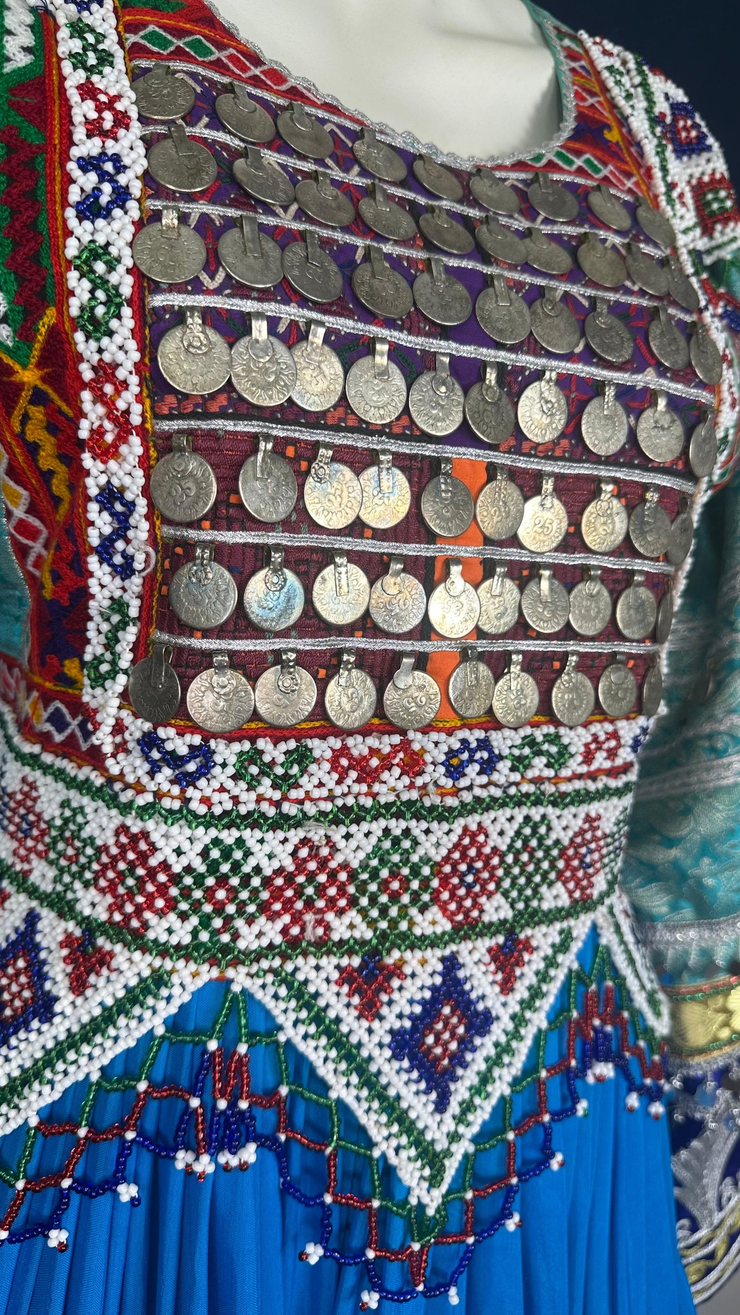 Soraya | Traditional Afghan Dress in Turquoise & Royal Blue