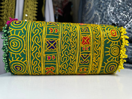 Afghan Clutch with Beads, Shell & Coin Details - Multicolor