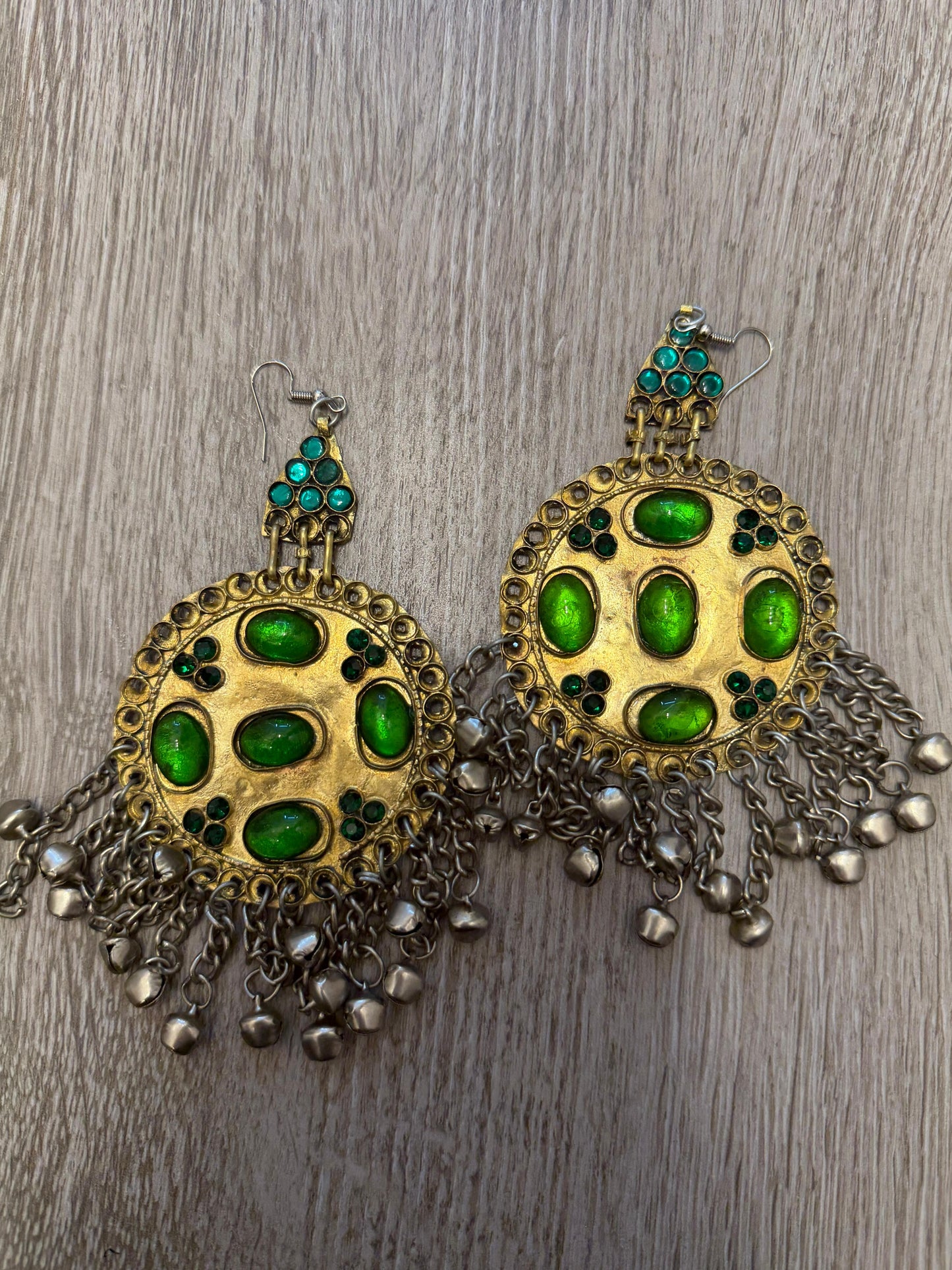 Afghan Jewelry Set with Necklace, Earrings & Headpiece - Green