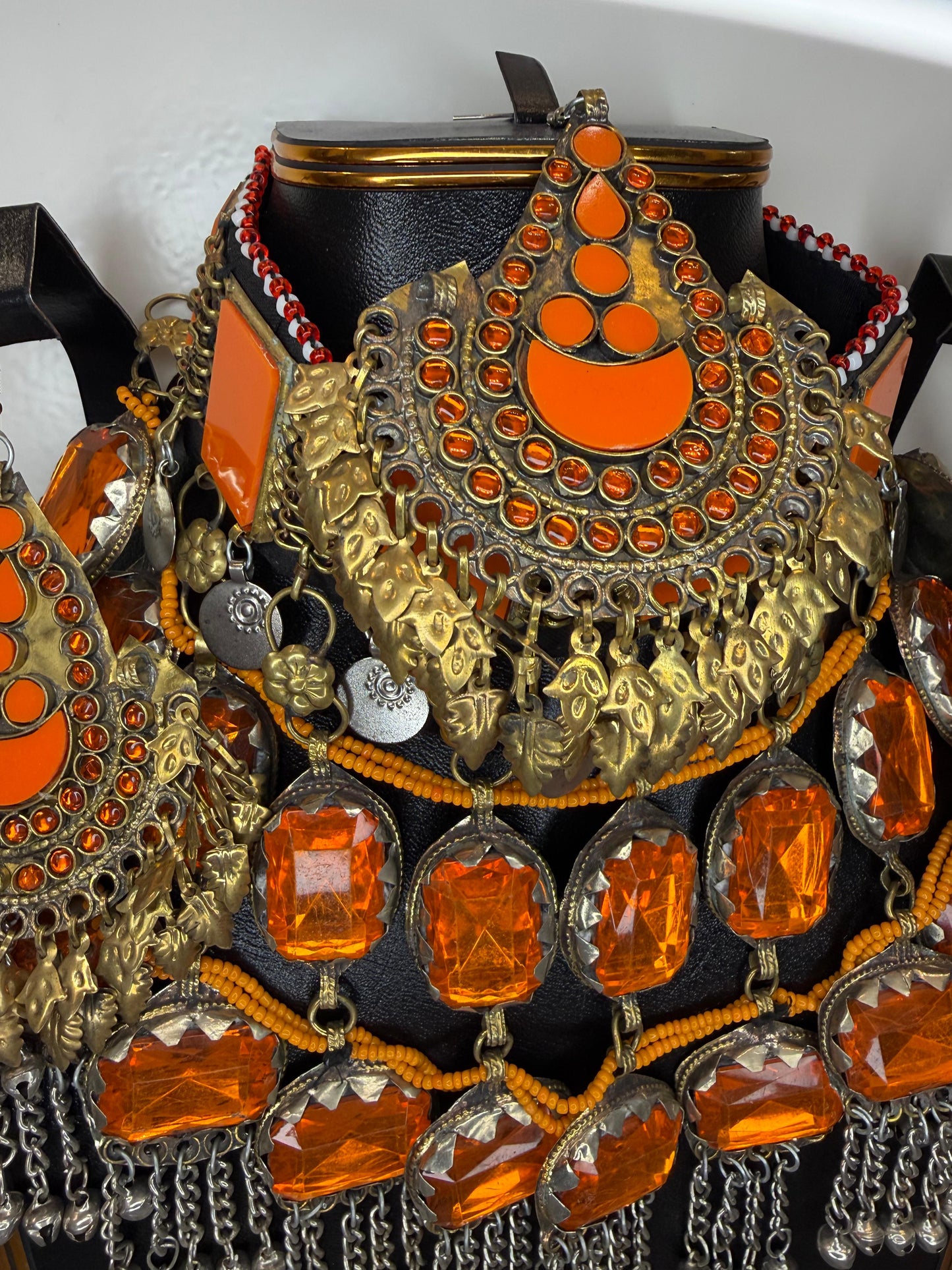 Afghan Statement Jewelry Set - Orange Edition