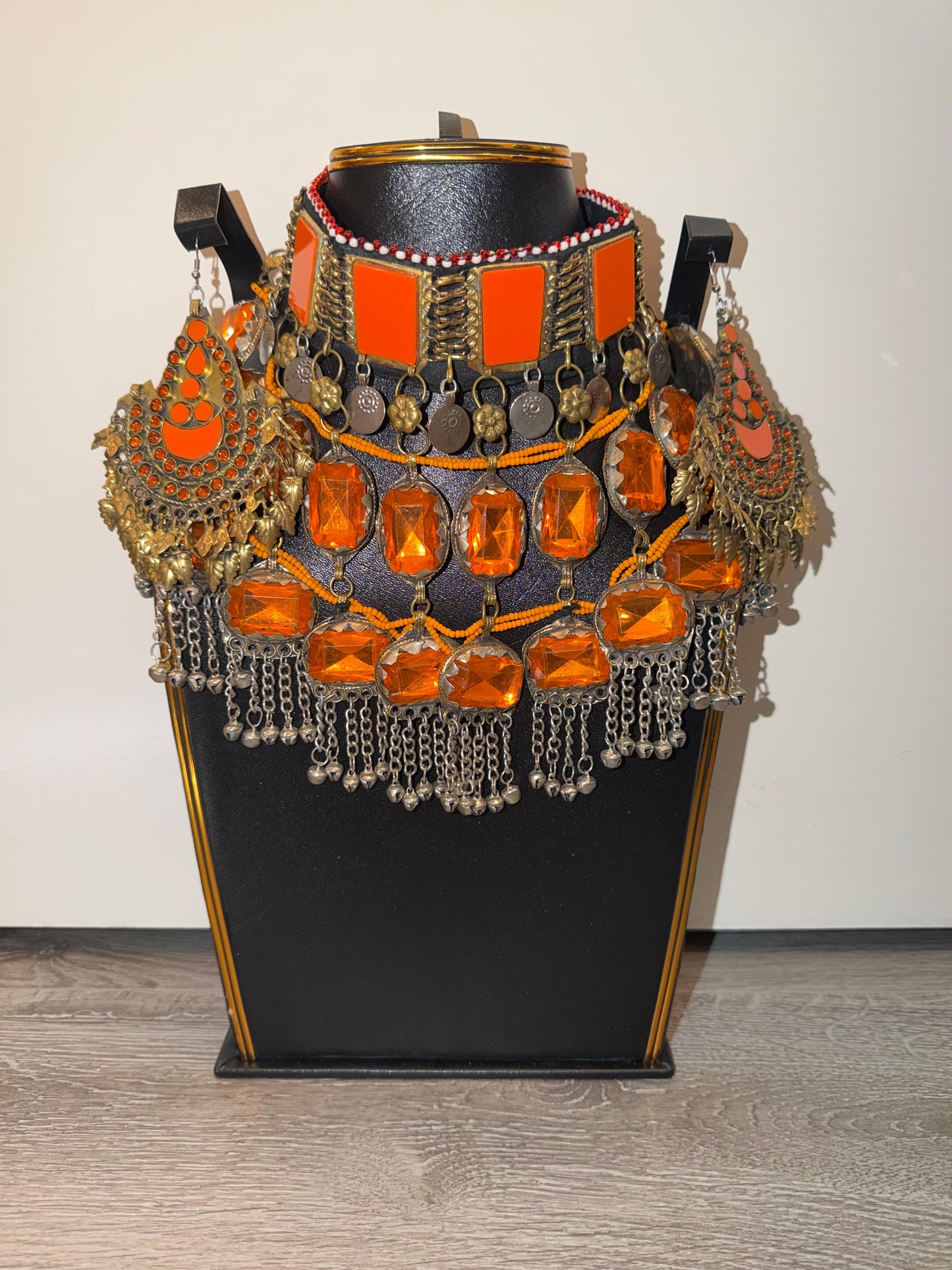 Afghan Statement Jewelry Set - Orange Edition