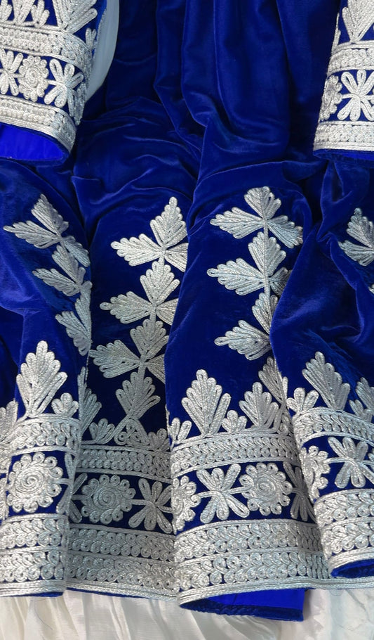 Afghan Elegant 3-Piece Set – Royal Blue & Silver